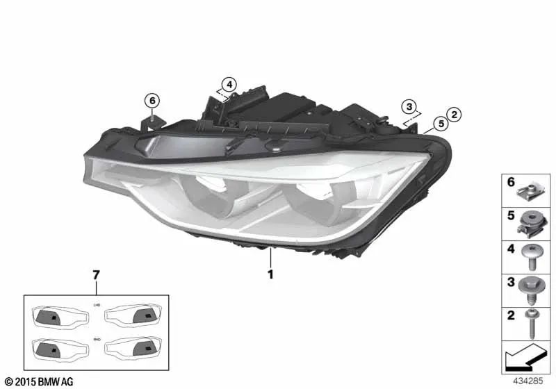 Faros LED AHL izquierda para BMW F30N, F31N (OEM 63117419621). Original BMW