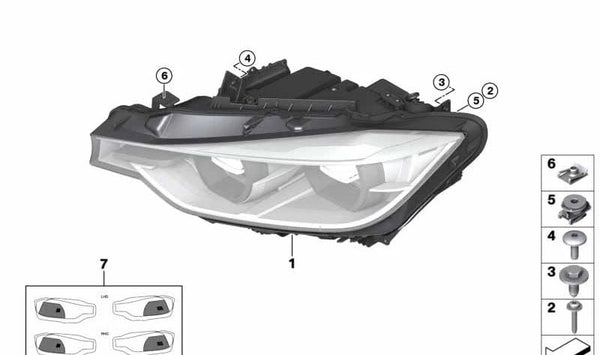 Faros LED izquierdo para BMW Serie 3 F30N, F31N (OEM 63117419631). Original BMW