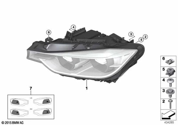 Faro LED AHL izquierdo para BMW Serie 3 F30N, F31N (OEM 63117419623). Original BMW