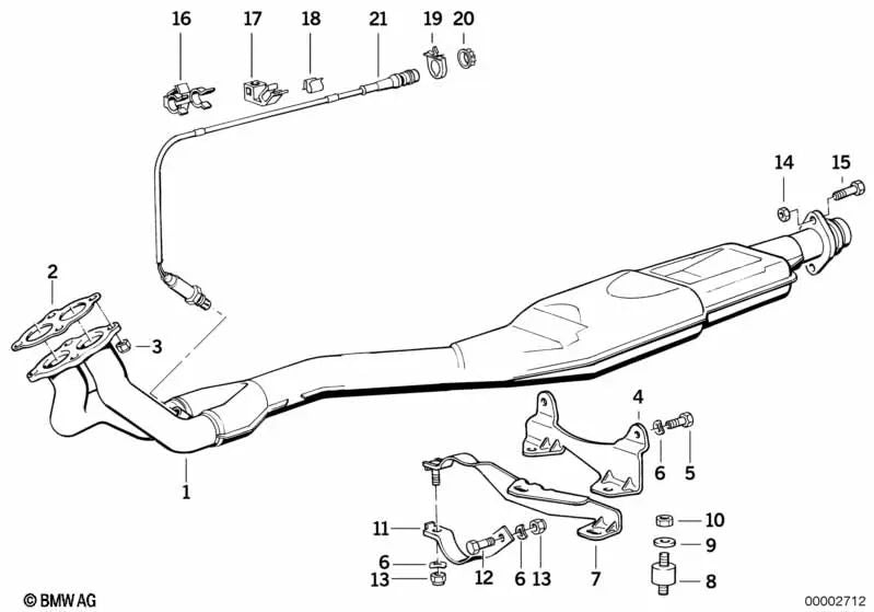 Soporte de sujeción para BMW Serie 5 E34 (OEM 18201703072). Original BMW.