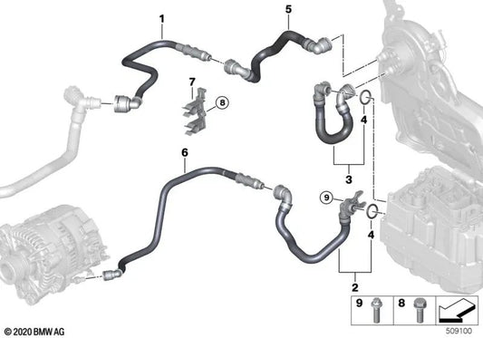 Conducto del radiador de refrigerante - Batería para BMW G01N, G02N, G05, G18, G06, G07 (OEM 17125A022F2). Original BMW