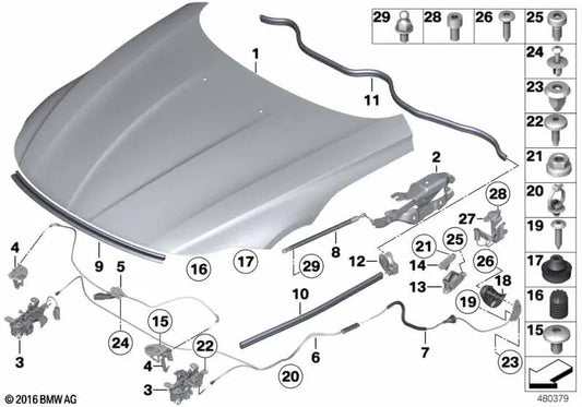 Bisagra Capó Delantero Izquierda para BMW Z4 E89 (OEM 41007325859). Original BMW.