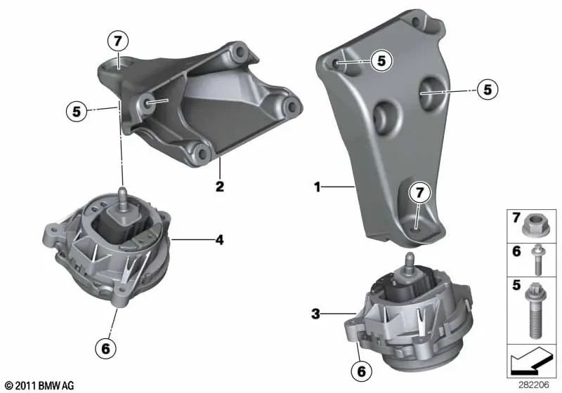 Soporte del motor izquierdo para BMW F34, F32, F33, F36 (OEM 22116860273). Original BMW