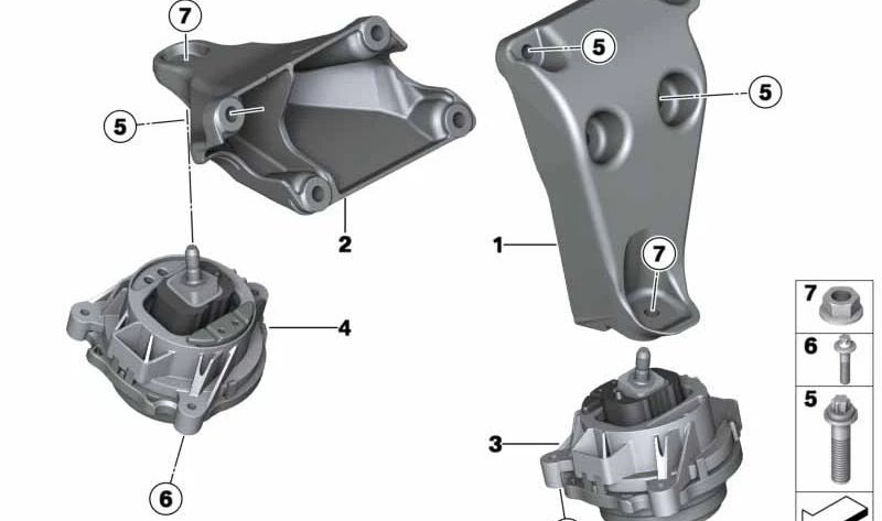 Soporte del motor izquierdo OEM 22116867441 para BMW F20, F21, F22, F23, F30, F31, F34, F32, F33, F36. Original BMW.