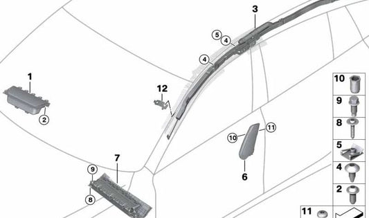 Tuerca remachable cabeza plana para BMW F10, F11, F18, F01, F02, F04 (OEM 07147132311). Original BMW