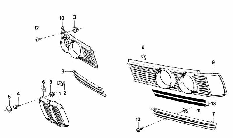 Rejilla decorativa izquierda para BMW Serie 3 E21 (OEM 51131836675). Original BMW