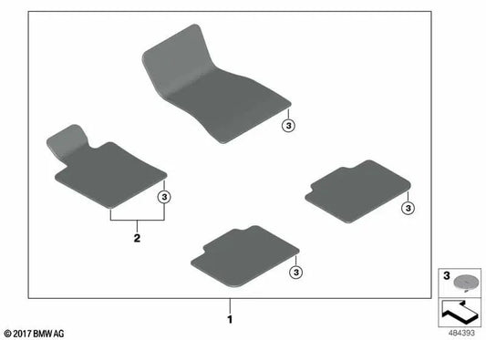 Juego de alfombrillas para BMW G32, G32N (OEM 51476998189). Original BMW.