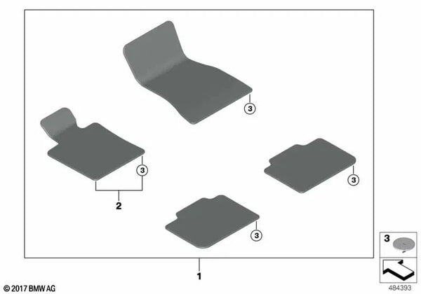 Juego de Alfombrillas para BMW G32, G32N (OEM 51479500392). Original BMW.