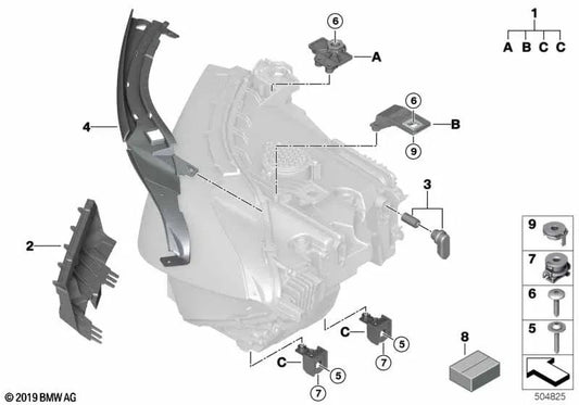 Kit de reparación de faros para BMW F91, F92, F93, G14, G15, G16 (OEM 63119498651). Original BMW