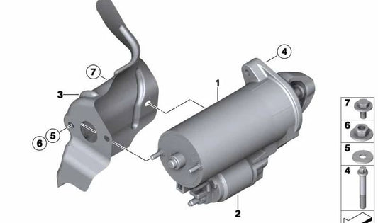 Protección térmica para el motor de arranque para BMW X5 E53 (OEM 12417537494). Original BMW.