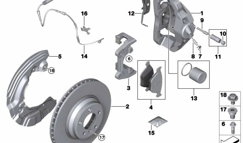 Kit de reparación de manguito guía para BMW Serie 1 E82, Serie 3 E90, E91, E92, E93, Serie 5 E60, E61, Serie 6 E63, E64, Serie 7 E65, E66, X1 E84, Z4 E89 (OEM 34116758707). Original BMW