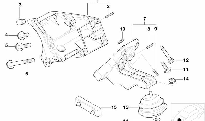 Suspensão de borracha OM 22111097258 para BMW E52. BMW original.