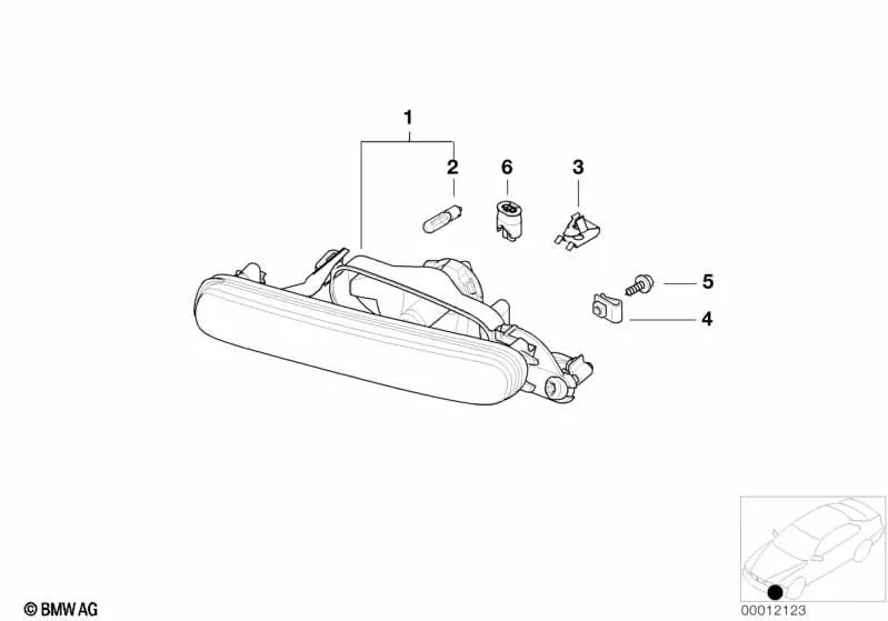 Rechte Nebelscheinwerfer für BMW E46 (OEM 63176908284). Original BMW