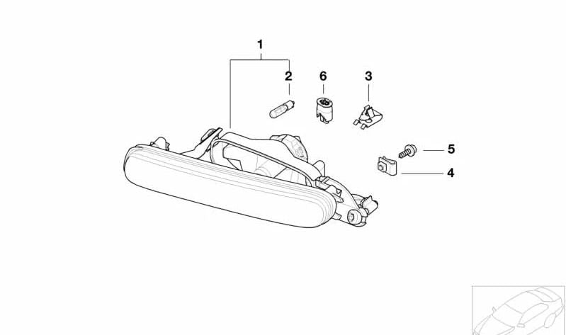 Soporte para faro antiniebla OEM 63178380056 para BMW E46. Original BMW.