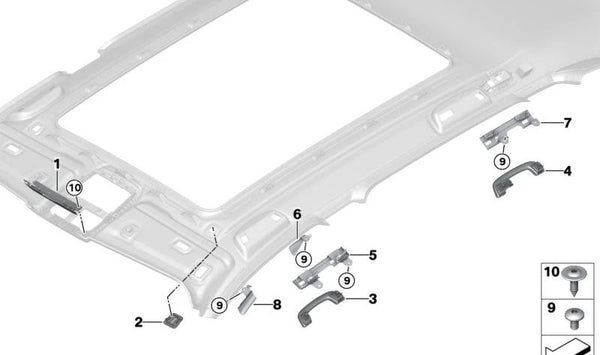 Soporte trasero derecho para BMW F95, G05, G18 (OEM 51447451372). Original BMW.