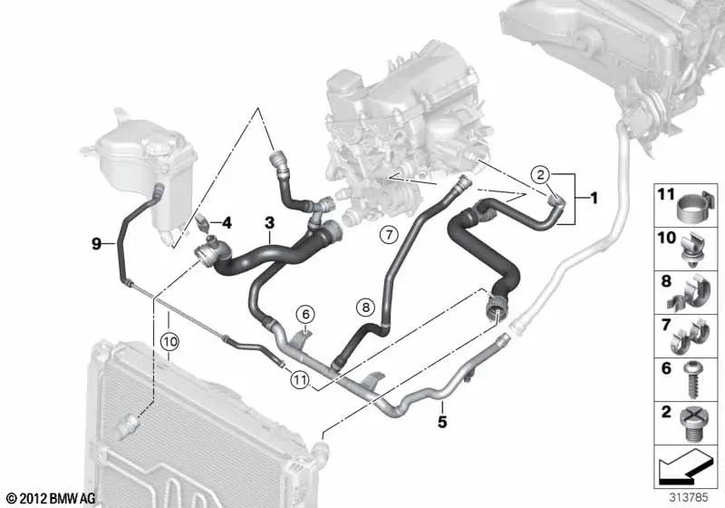 Tubo de retorno de calefacción para BMW Serie 1 E81, E82, E87, E87N (OEM 17127548241). Original BMW.