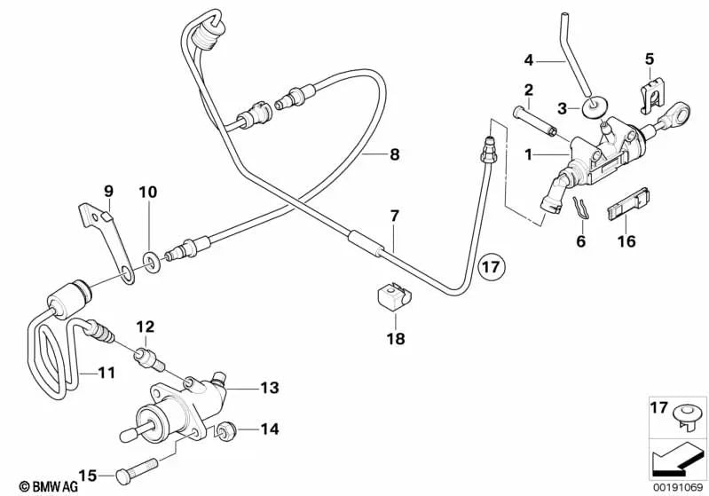 Soporte de Línea de Embrague para BMW E60N, E61N, E63, E63N, E64, E64N (OEM 21526771797). Original BMW