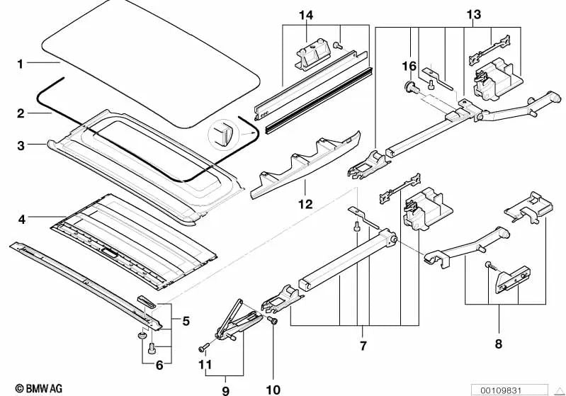 Gray glass cover for BMW 5 Series E39 (OEM 54128186143). Genuine BMW