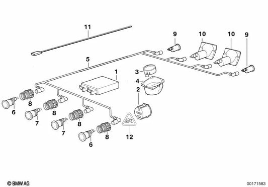 Rear Central Ultrasound Sensor for BMW 7 Series E32 (OEM 66201382254). Genuine BMW