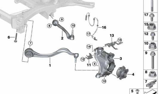 Tie rod with rubber support right for BMW Z4 G29 (OEM 31106878588). Original BMW