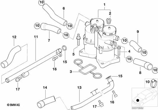 Breather pipe for BMW 7 Series E38 (OEM 11152248390). Original BMW