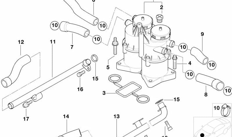 Entlüftungsrohr für BMW 7er E38, E65 (OEM 11152248396). Original BMW