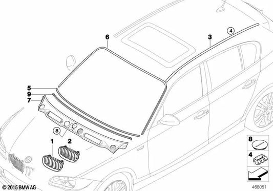 Rejilla decorativa izquierda para BMW E81, E87, E87N (OEM 51137128613). Original BMW