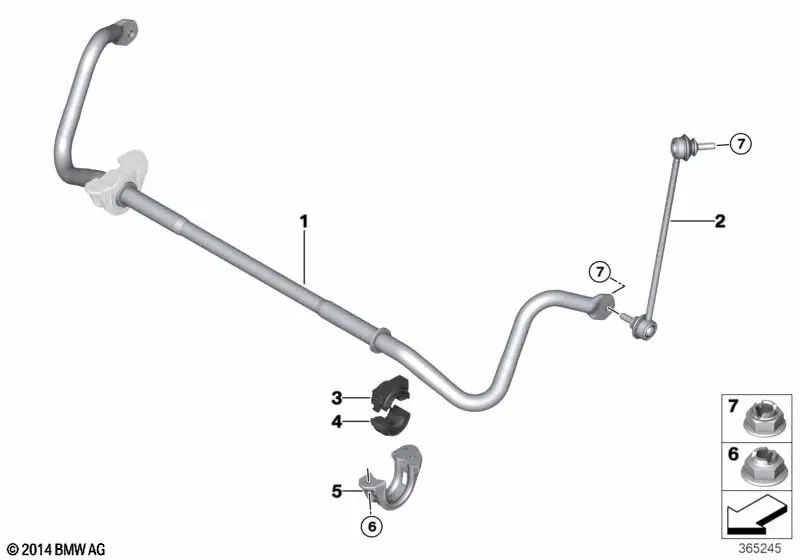 Estabilizador delantero para BMW F87, F83N (OEM 31352284762). Original BMW.