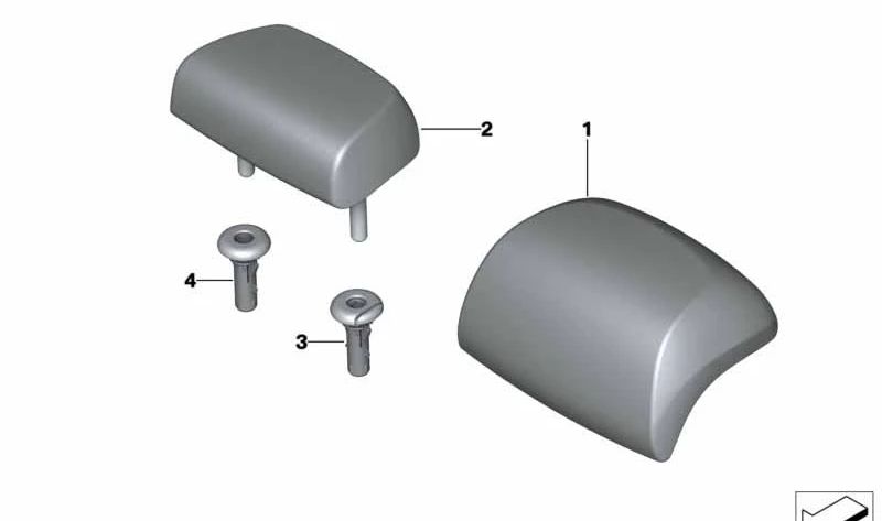 Center Headrest Guide OEM 52207142273 for BMW E81, E87, E90, E91, F10, F11, F18, F25, F15, F85, F16, F86. Original BMW.