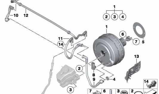 Tubería de vacío para BMW Serie 1 E81, E82, E87N, E88, Serie 3 E90N, E91N, E92, E92N, E93, E93N (OEM 11667560509). Original BMW.