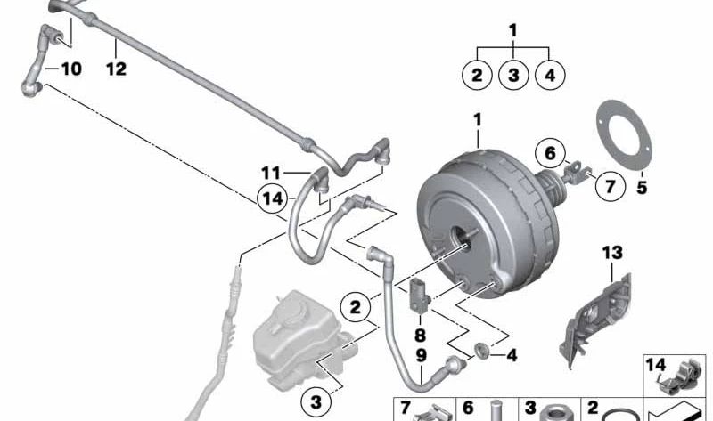 Tubería de vacío OEM 11667549697 para BMW {E81, E82, E87, E88, E90, E91, E92, E93}. Original BMW.