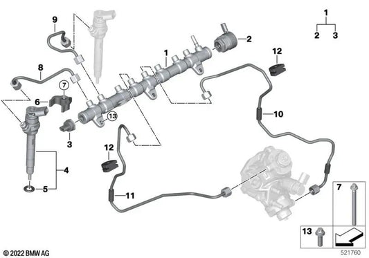 Soporte de inyector para BMW Serie 1 E81, E82, E87N, E88, F20, F21, F40, Serie 2 F22, F23, F44, F45, F46, G42, U06, Serie 3 E90, E91, E92, E93, F30, F31, F34, G20, G21, G28, Serie 4 F32, F33, F36, G22, G23, Serie 5 F07, F10, F11, G30, G31, G60, Serie 6 G3