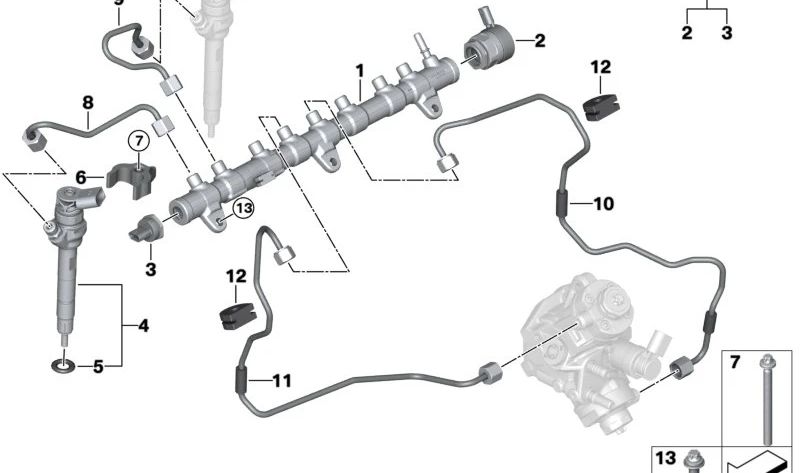 High Pressure Pipe for BMW G70, G05N, G06N, G07N (OEM 13539886444). Original BMW