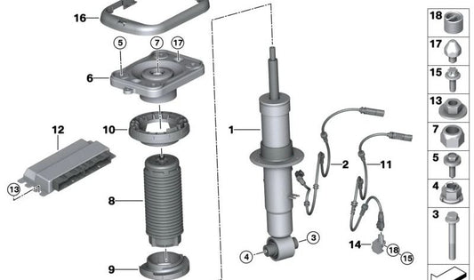 Amortiguador trasero derecho con control electrónico (VDC) OEM 37109500366 para BMW X5 M (F95), X6 M (F96). Original BMW.