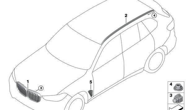 Rejilla Decorativa Frontal para BMW X5 G05N (OEM 51135A67CC8). Original BMW