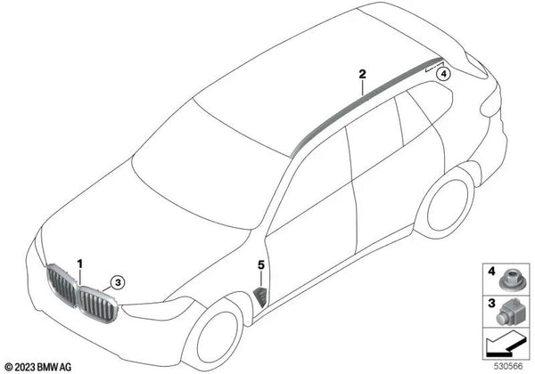 Air Breather derecho para BMW X5 F95N, G05N (OEM 51115A7F472). Original BMW