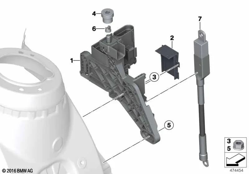 Anillo de Tensión B+ para BMW Serie 1 F20N, Serie 3 F30, F31, F34, F35, F80, Serie 4 F32, F33, F36, F82, F83 (OEM 61139257506). Original BMW.