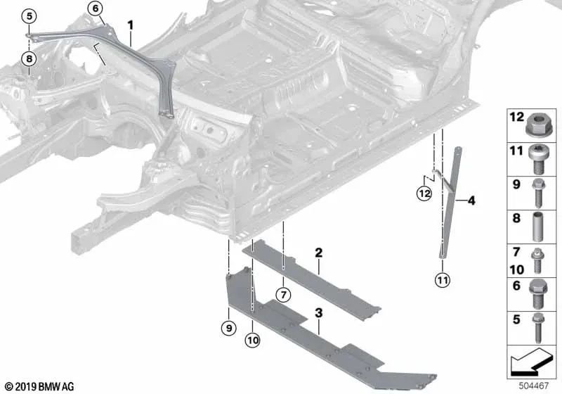 Soporte de Conexión Transversal Trasero del Túnel para BMW Serie 3 G20N (OEM 51719627709). Original BMW