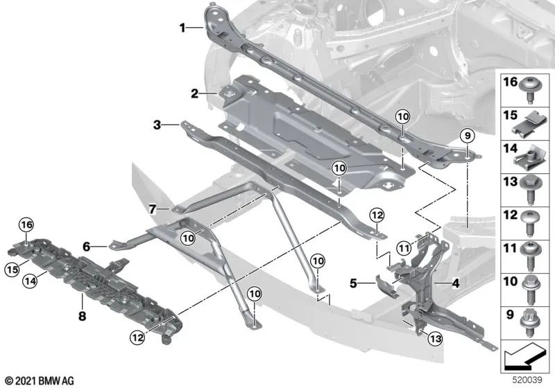 Soporte del faro derecho para BMW G42, G20, G21, G22, G23, G26 (OEM 51647422294). Original BMW