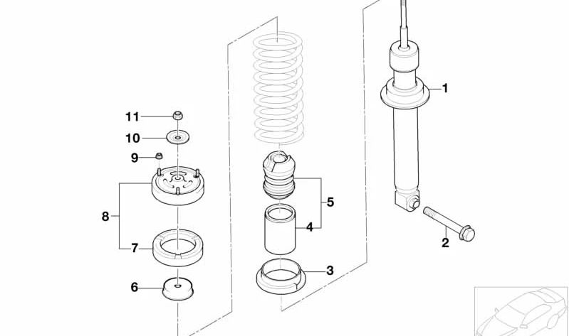 Cojinete superior de suspensión OEM 33526779611 para BMW E60, E61, E63, E64, E65, E66. Original BMW