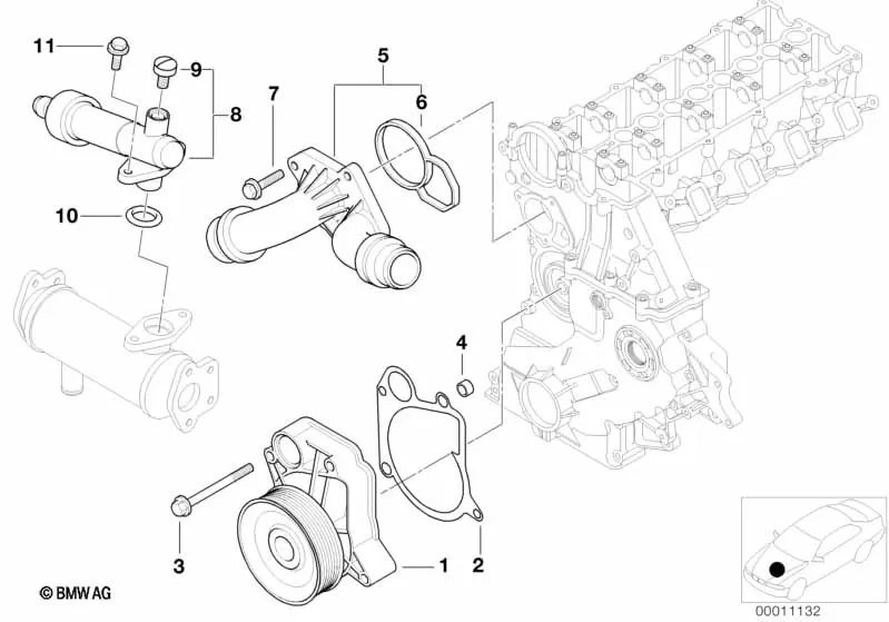 Termostato con conexión para BMW E46, E39 (OEM 11532247019). Original BMW.