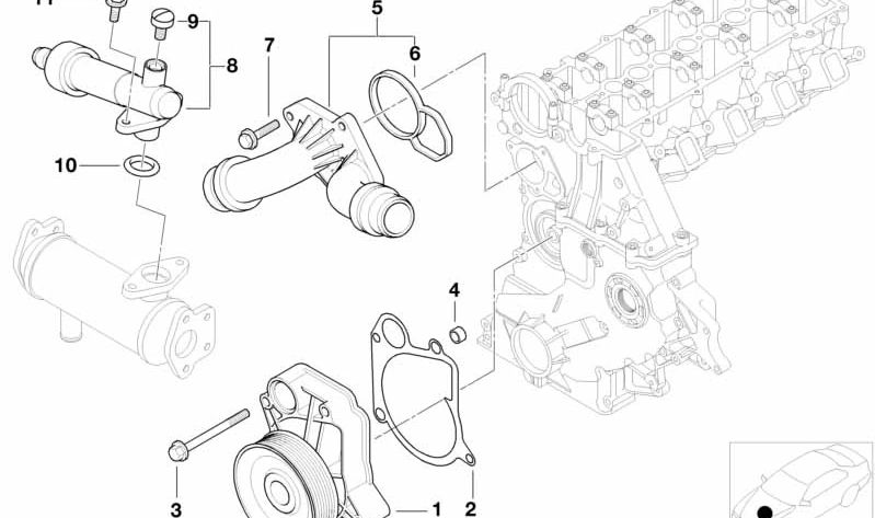 Bomba de refrigerante mecánica para BMW E46 (OEM 11510393731). Original BMW.