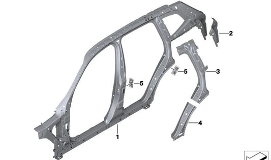 Refuerzo pilar C arriba izquierda para BMW X3 F97, G01, G08 (OEM 41008737899). Original BMW