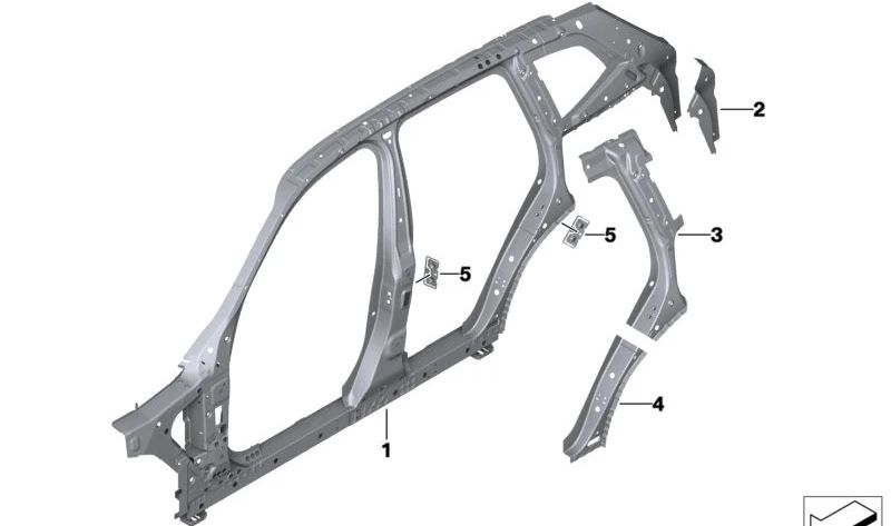 Refuerzo pilar D inferior derecho para BMW F97, G01, G08 (OEM 41007493968). Original BMW