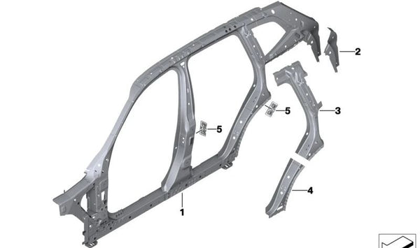 Refuerzo pilar D inferior izquierdo para BMW X4 F98, G02 (OEM 41007493969). Original BMW