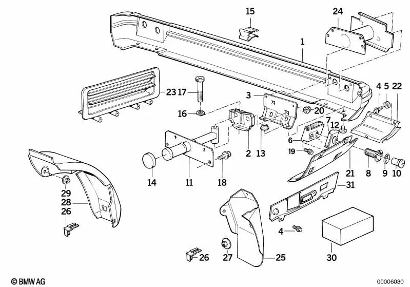 Right bracket for BMW 5 Series E34 (OEM 71601134214). Original BMW