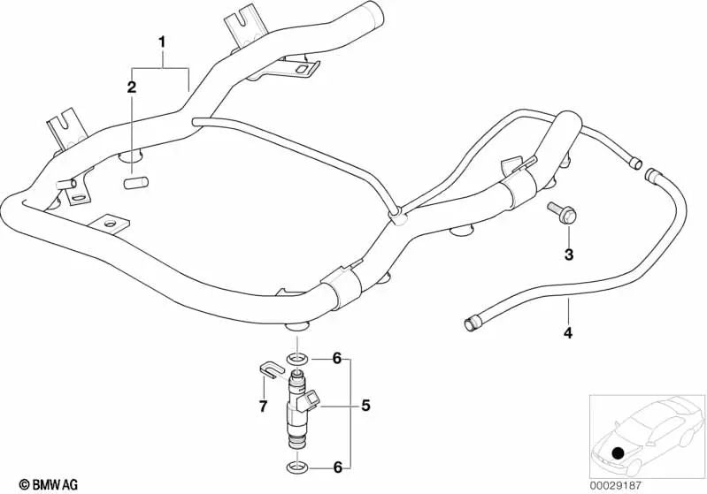 Fuel injector for BMW 5 Series E39, 7 Series E38, X5 E53, Z8 E52 (OEM 13641707843). Original BMW