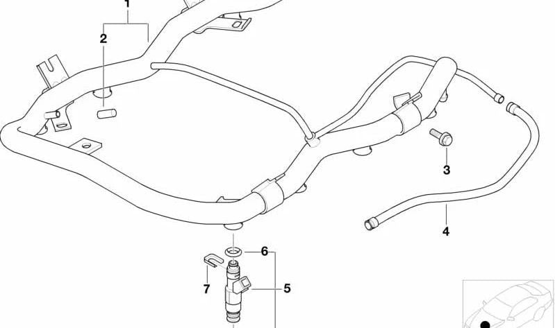 Manguera de combustible OEM 13317514254 para BMW E53 (X5 E53). Original BMW.