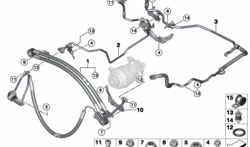 OEM 32416855258 Direzione assistita Pipa di ritorno per BMW F15, F16. BMW originale.