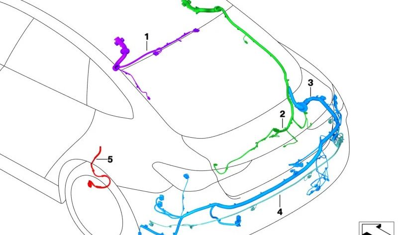 Rear Bumper Wiring Harness for BMW G26 (OEM 61125A36455). Original BMW